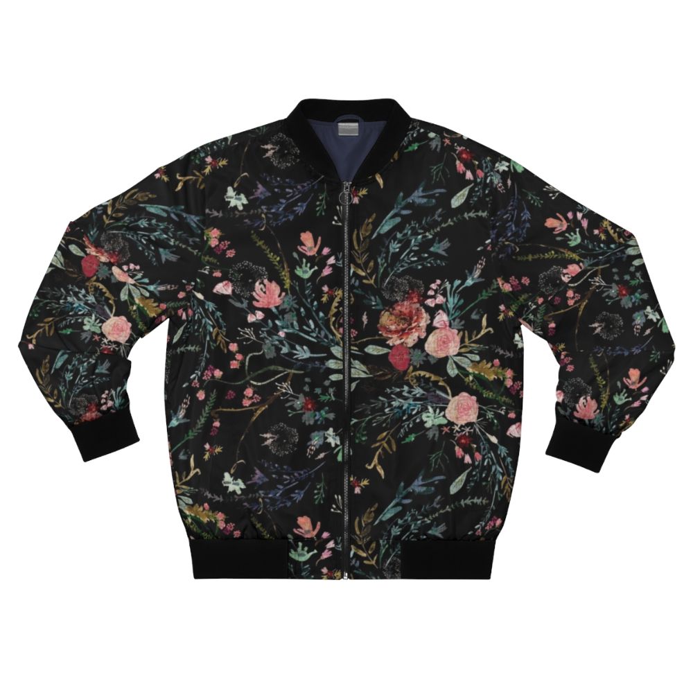 Midnight Floral Bomber Jacket - Watercolor Floral Outerwear