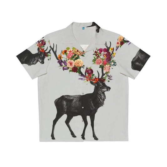 Colorful deer and floral pattern Hawaiian shirt