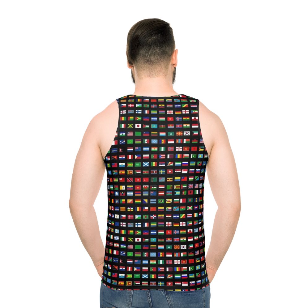 Unisex tank top with world flags design - men back