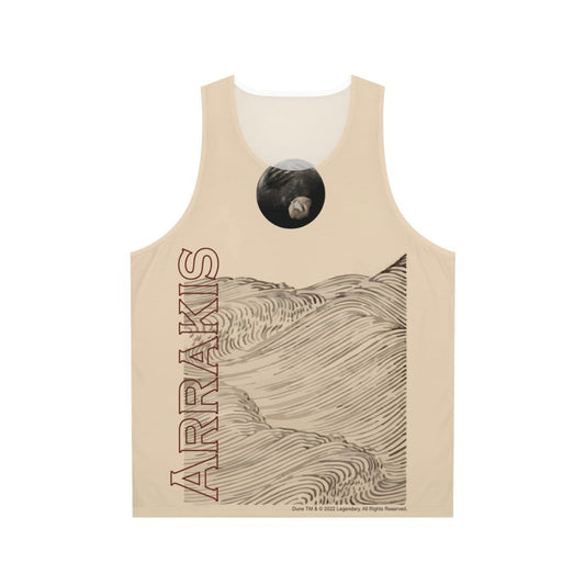 Dune inspired unisex tank top with desert landscape design