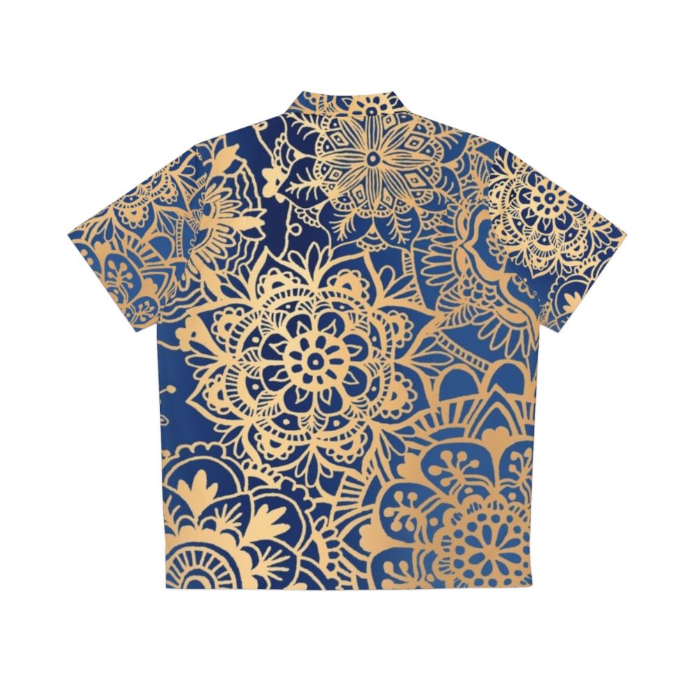 Blue and gold mandala pattern Hawaiian shirt - Back