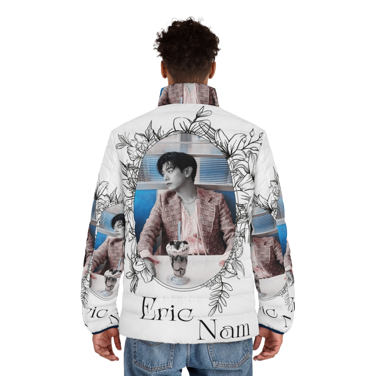 Eric Nam wearing a stylish puffer jacket, kpop fashion - men back