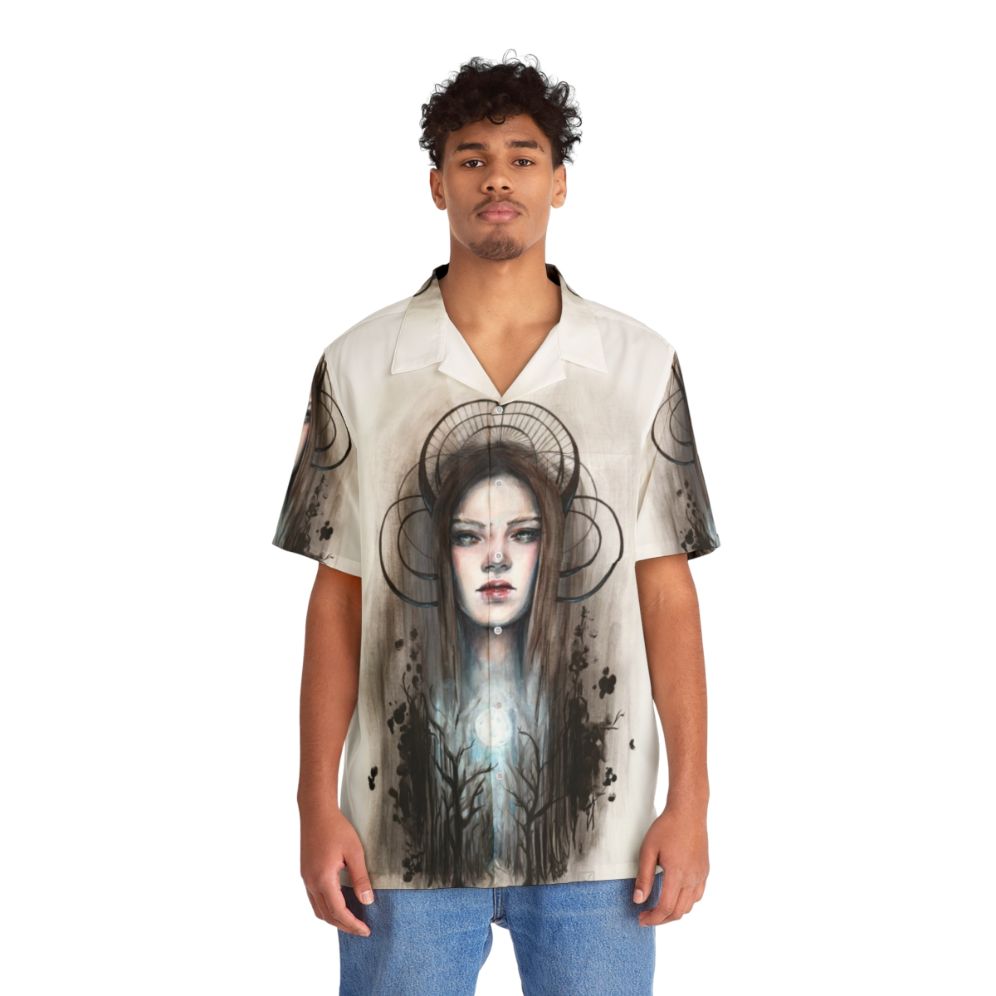 Artemis Greek Mythology Acrylic and Ink Painting Hawaiian Shirt - Lifestyle