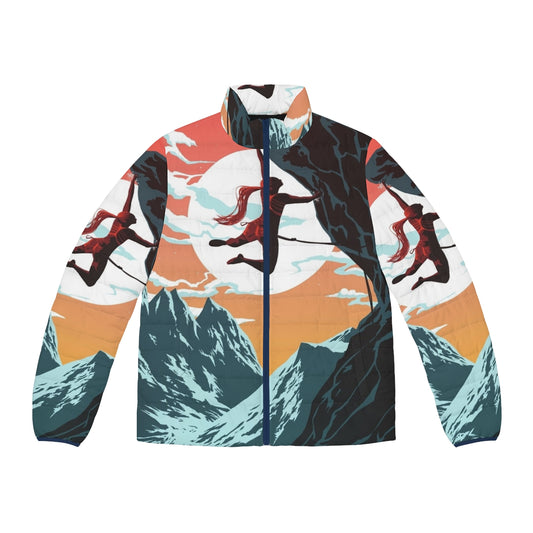 Climbing vector art puffer jacket