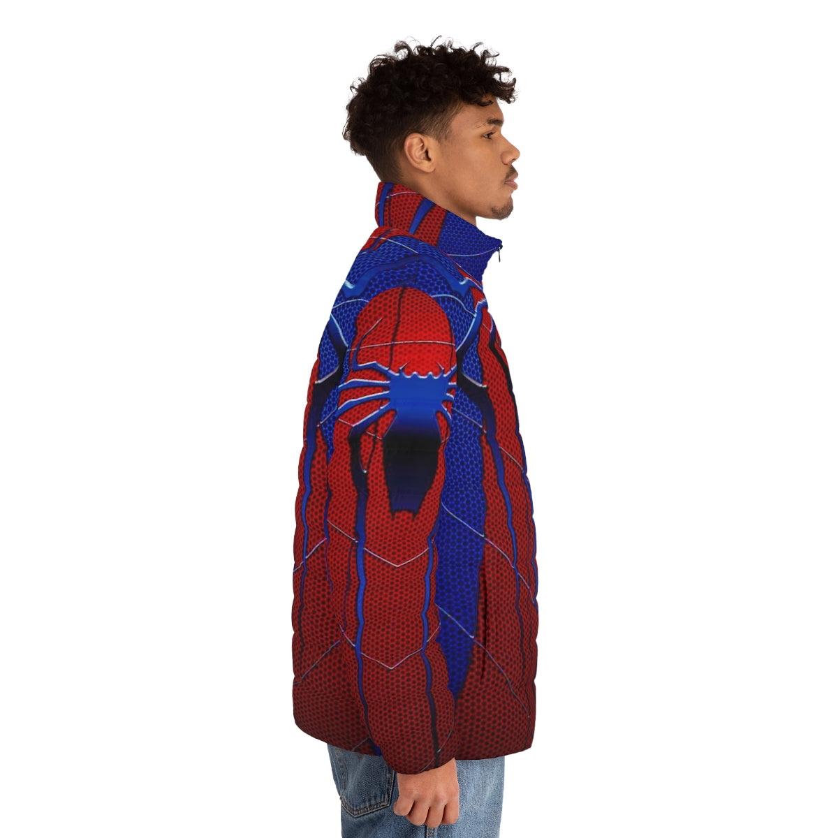 Spider web art traditional puffer jacket for spider-man fans - men side right