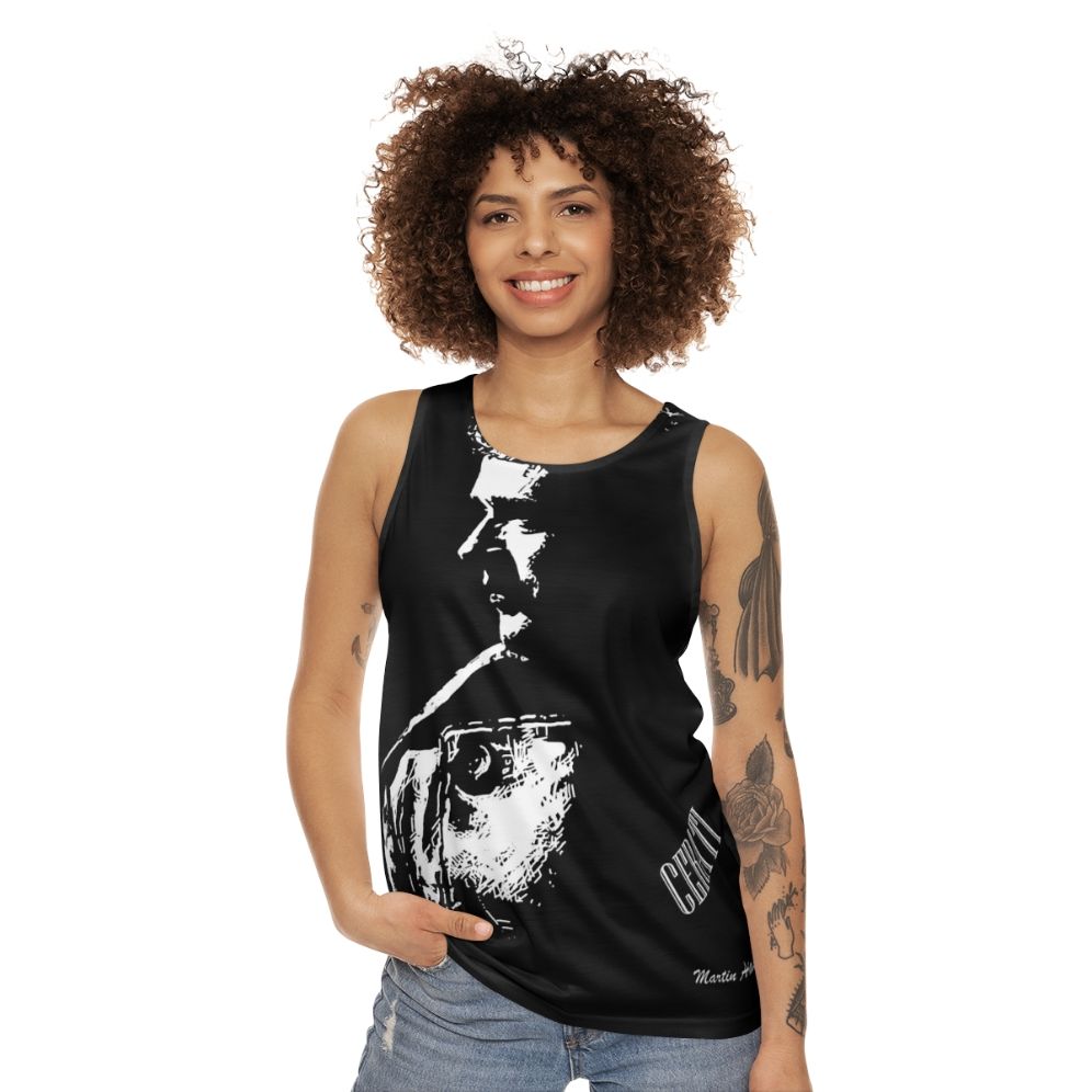 Unisex tank top with sunrise design - women