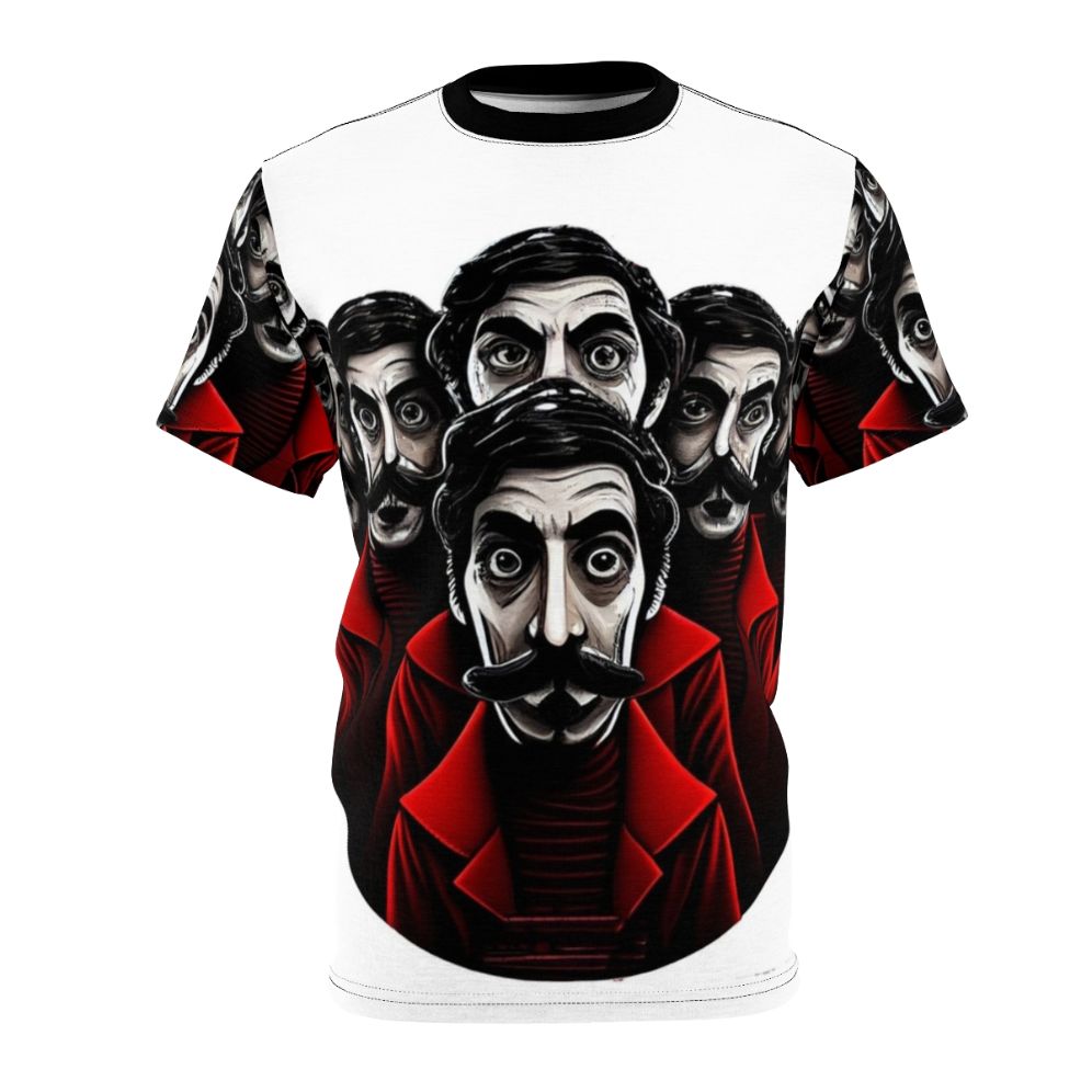 Money Heist Themed T-Shirt with Iconic Imagery and Characters