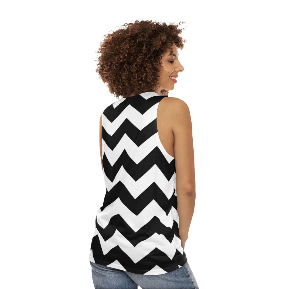 Black and White Zig Zag Unisex Tank Top - women back