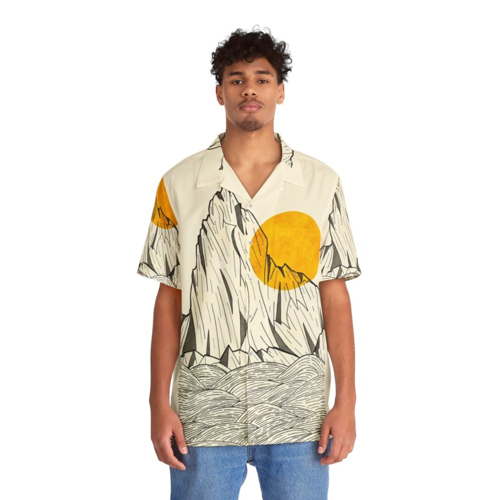 Vibrant Sun Cliffs Hawaiian Shirt with abstract nature and beach design - People Front