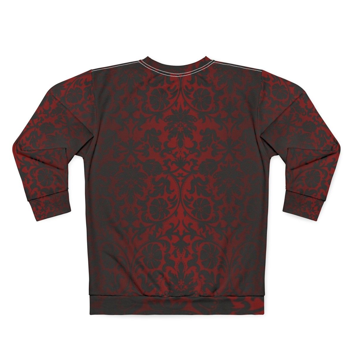 Dark red and black damask pattern sweatshirt - Back