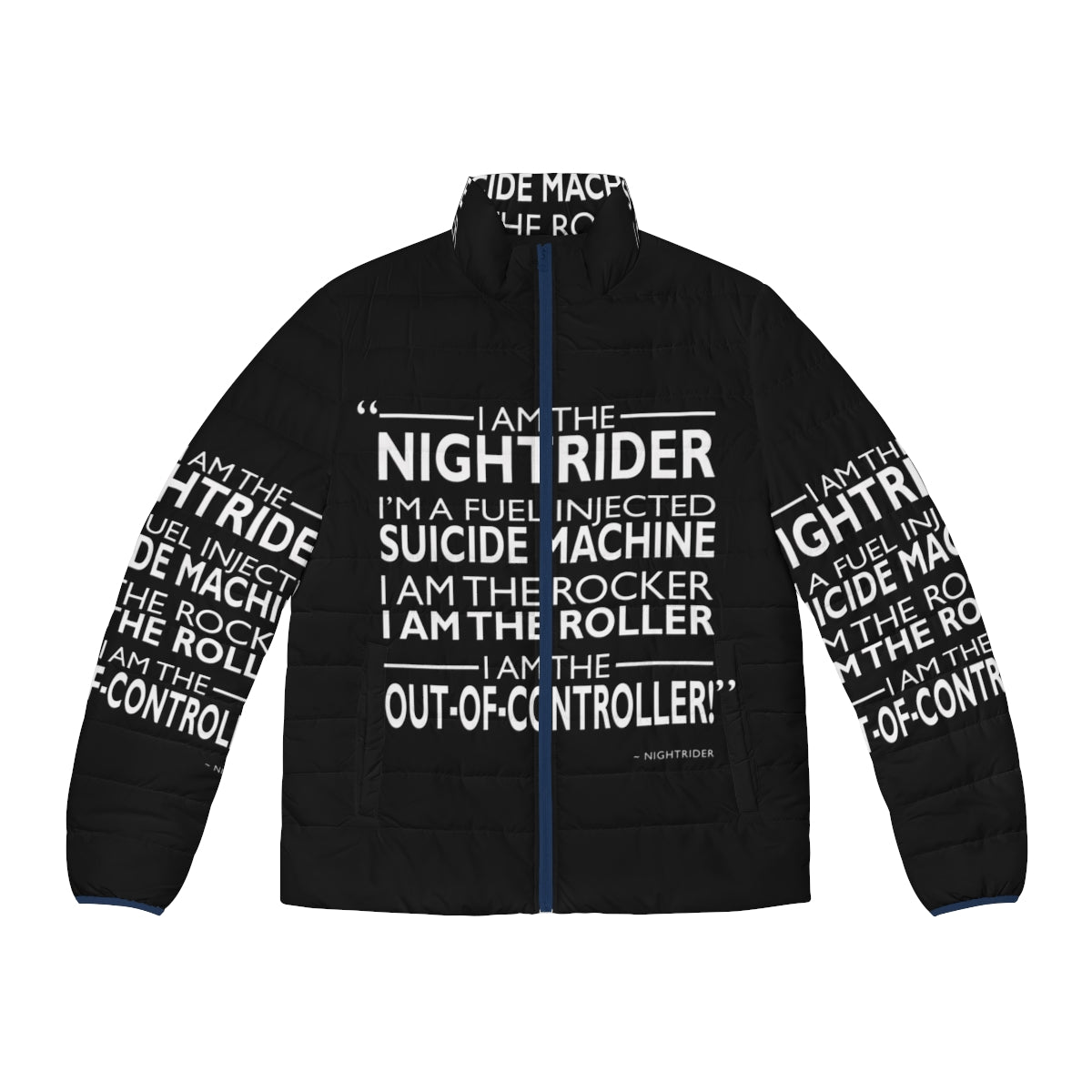 "I Am The Nightrider Puffer Jacket - Iconic Mad Max-Inspired Style"