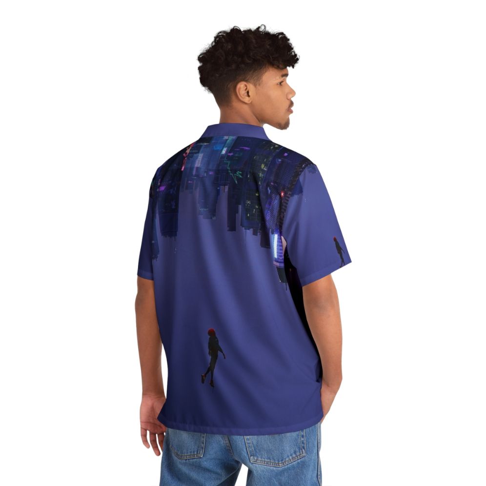 "Miles Morales Spider-Man Hawaiian Shirt with Inspirational City Skyline Design" - People Back