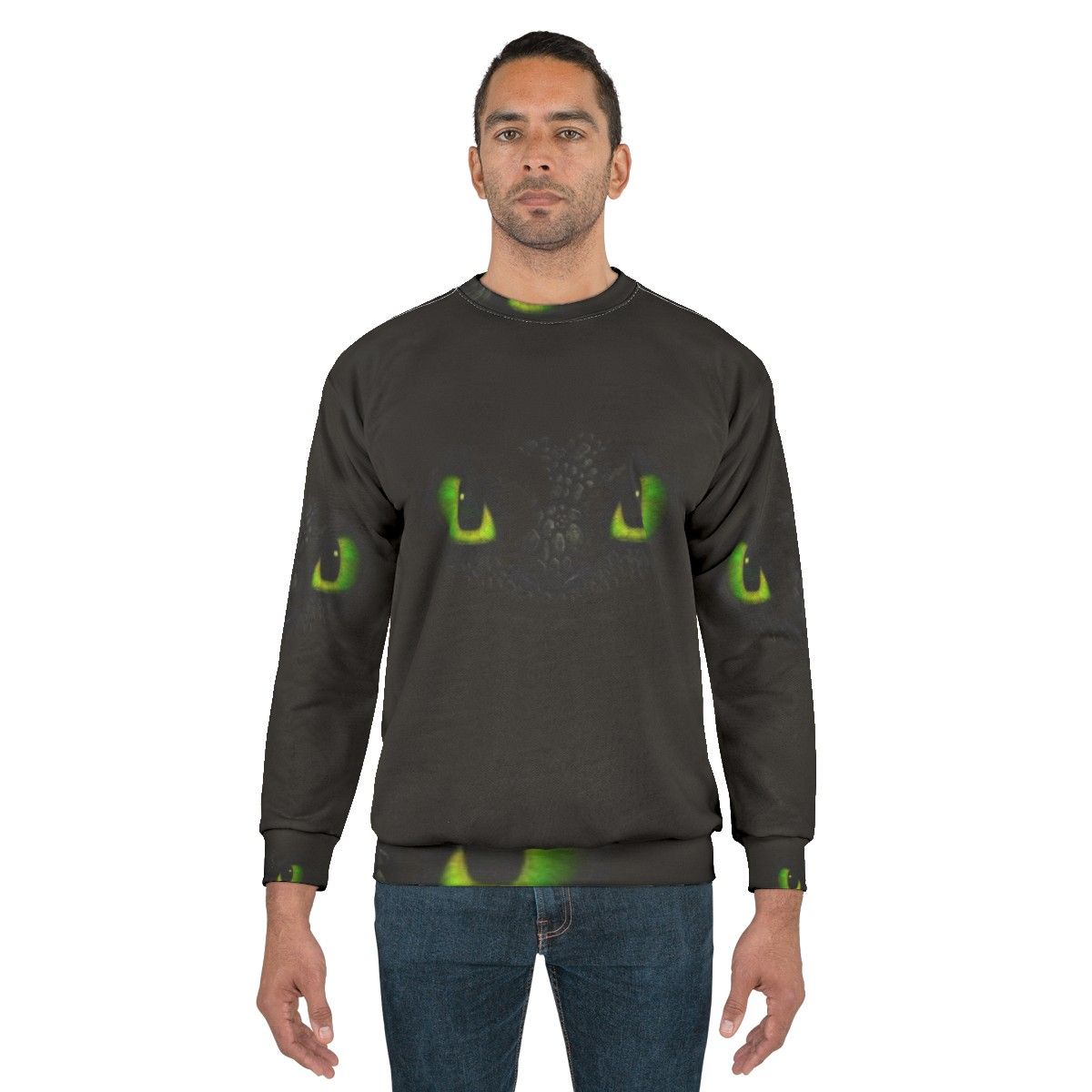 Toothless the Night Fury from How to Train Your Dragon on a black sweatshirt - men