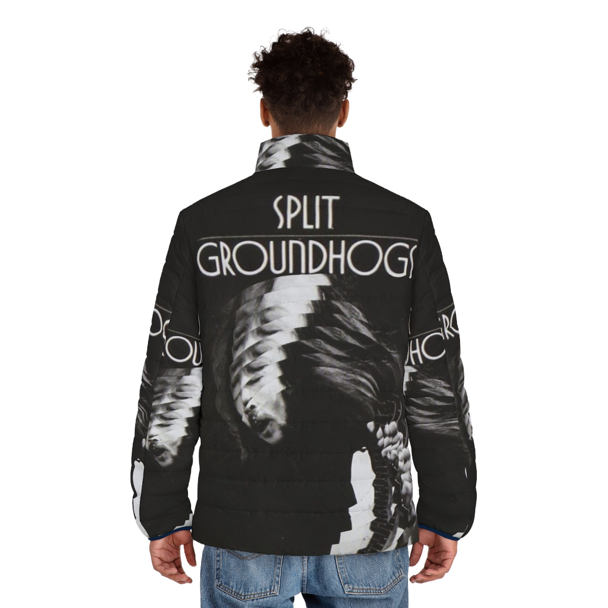 Groundhogs Split 1971 vintage album cover design on a puffer jacket - men back