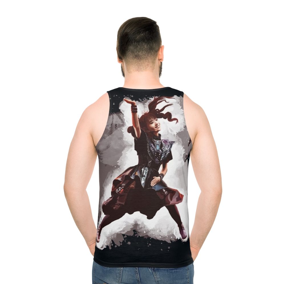 Kawaii unisex tank top with anime and j-pop inspired design - men back