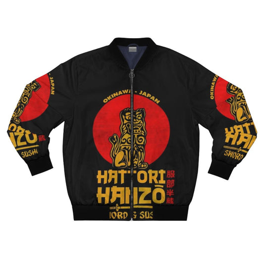 Hattori Hanzo inspired bomber jacket with Japanese samurai and anime design elements