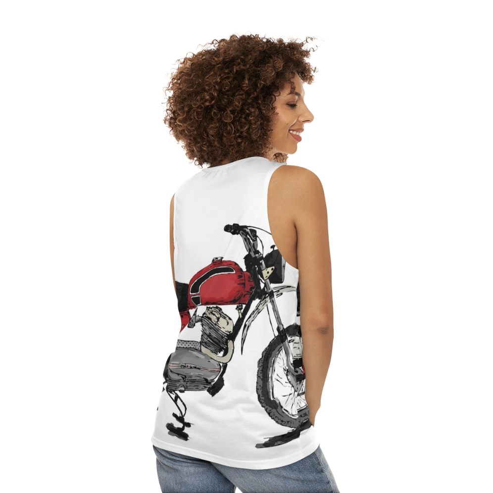 Vintage Scrambler Motorcycle Unisex Tank Top - women back