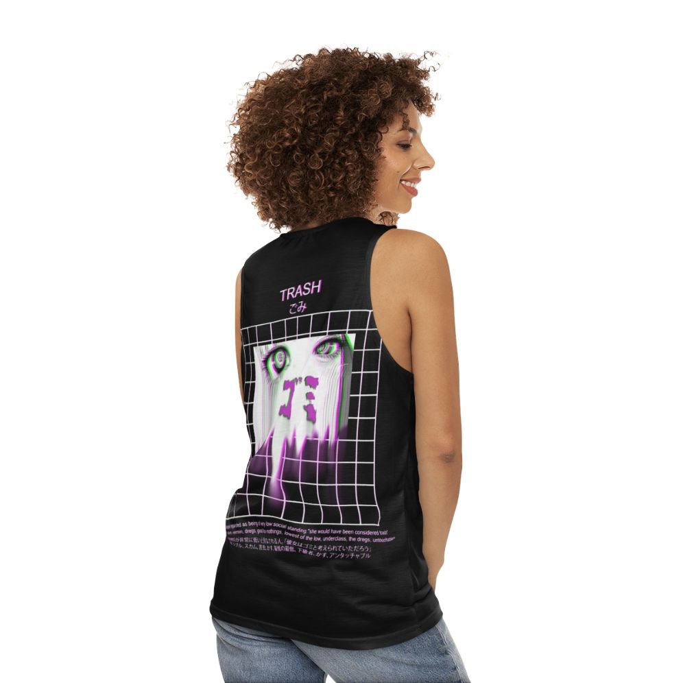 Japanese anime aesthetic unisex tank top - women back