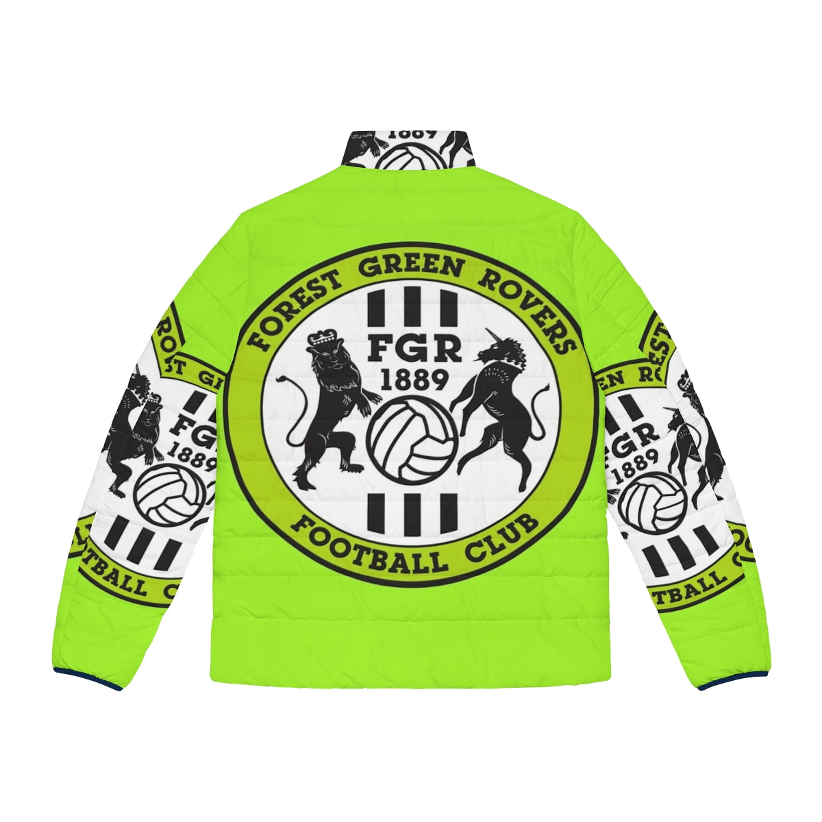 Forest Green Rovers FC Puffer Jacket, Featuring the Club's Iconic Green Color and Crest - Back