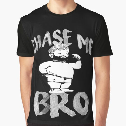 Gay Pride "Chase Me Bro" graphic t-shirt featuring a bear design