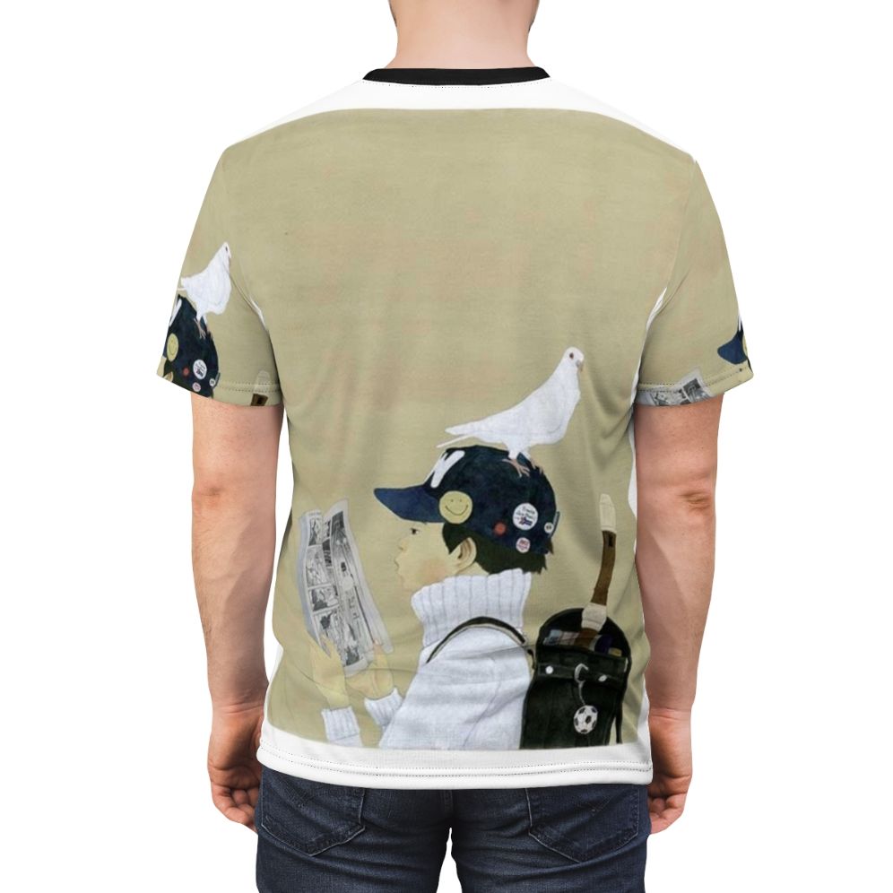 Taiyo Matsumoto-inspired anime art illustration printed on a high-quality t-shirt - men back