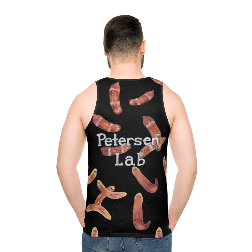 Watercolor worm science design unisex tank top - men back