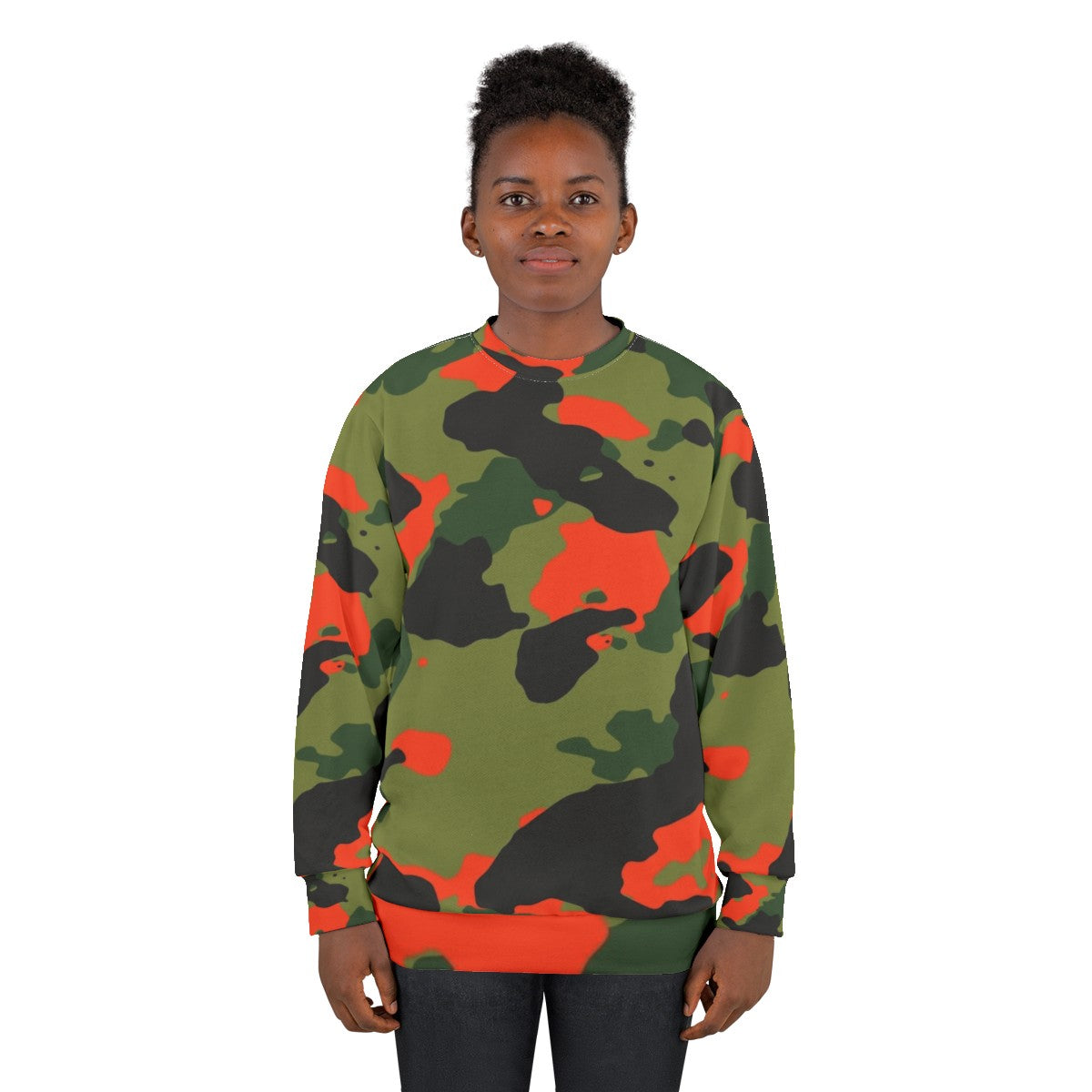 Orange and Green Camouflage Sweatshirt - women