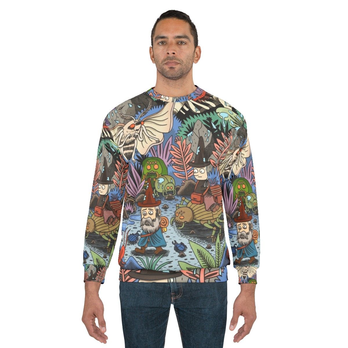 Journey Sweatshirt featuring gnome, nature, and melancholy designs - men