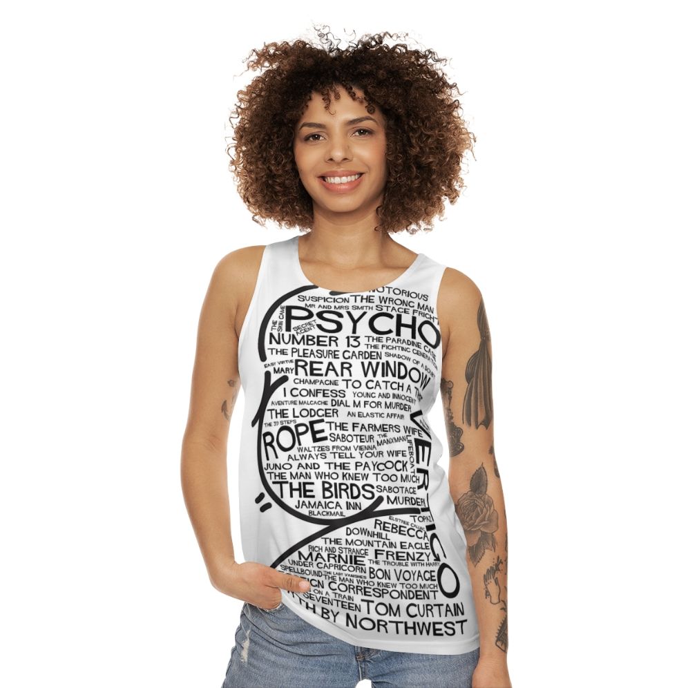 Alfred Hitchcock fan art unisex tank top - women