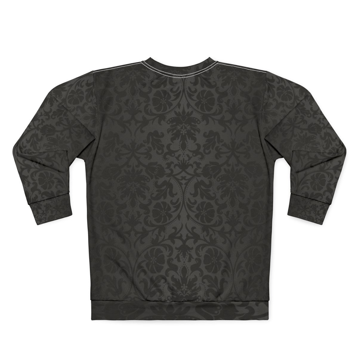 Black floral damask sweatshirt with a stylish and classy pattern design - Back