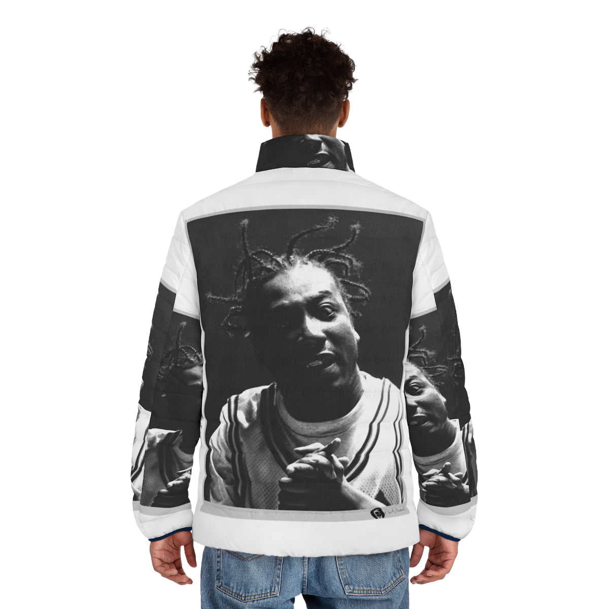 Odb portrait puffer jacket featuring the iconic image of rapper Ol' Dirty Bastard - men back