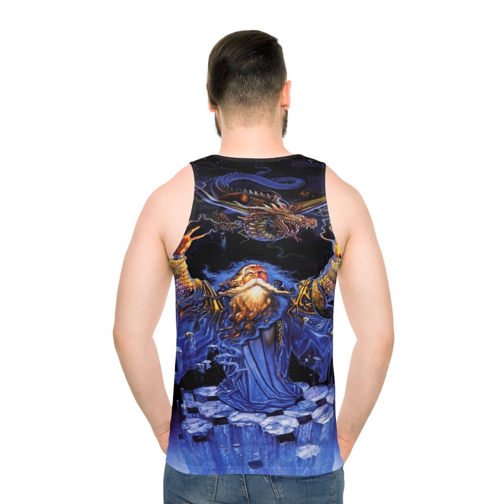 Dragon wizard graphic on unisex tank top - men back