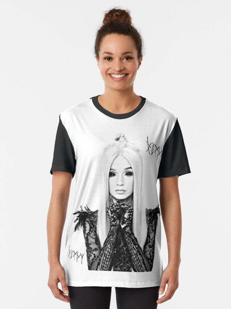 Poppy graphic t-shirt with music and industrial pop design - Women