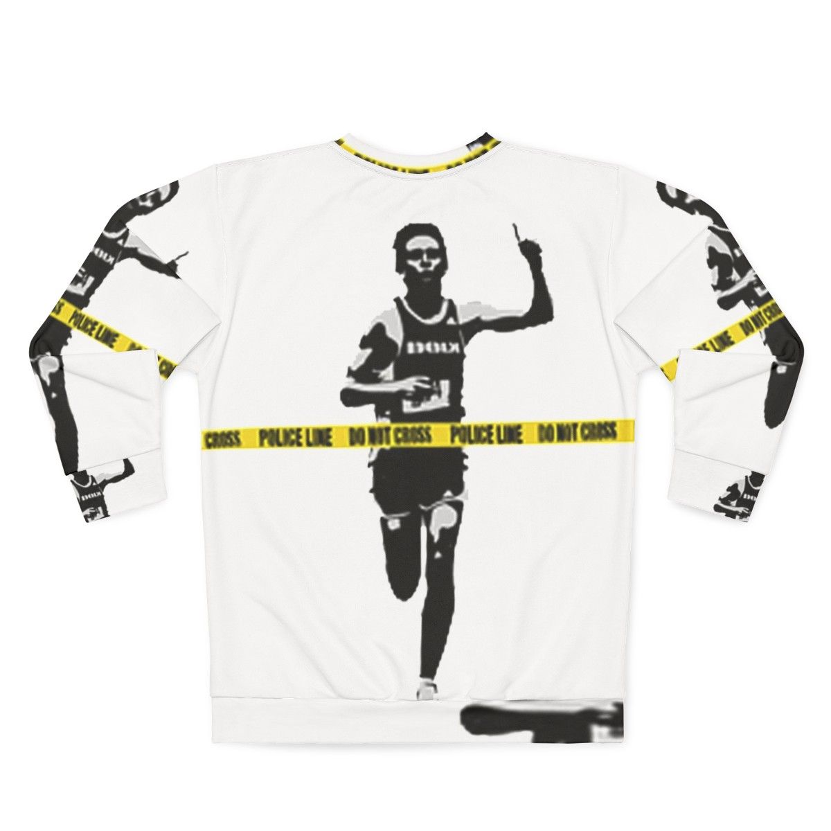 Banksy Marathon Runner Police Line Urban Art Sweatshirt - Back