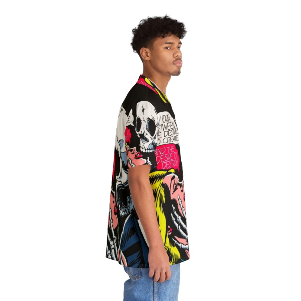 Hawaiian shirt featuring a skull and vintage comics-inspired design - People Pight