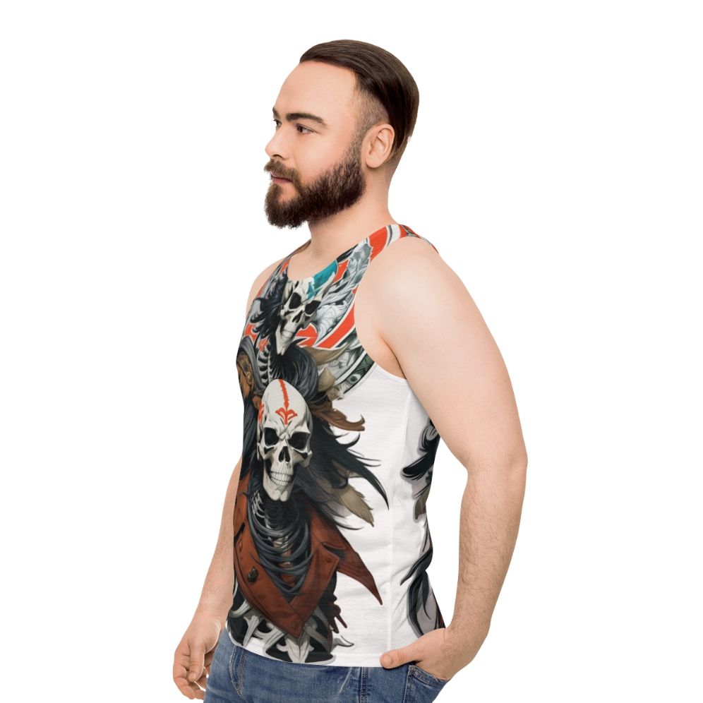 Skeleton Warrior Dark Fantasy Unisex Tank Top - men side