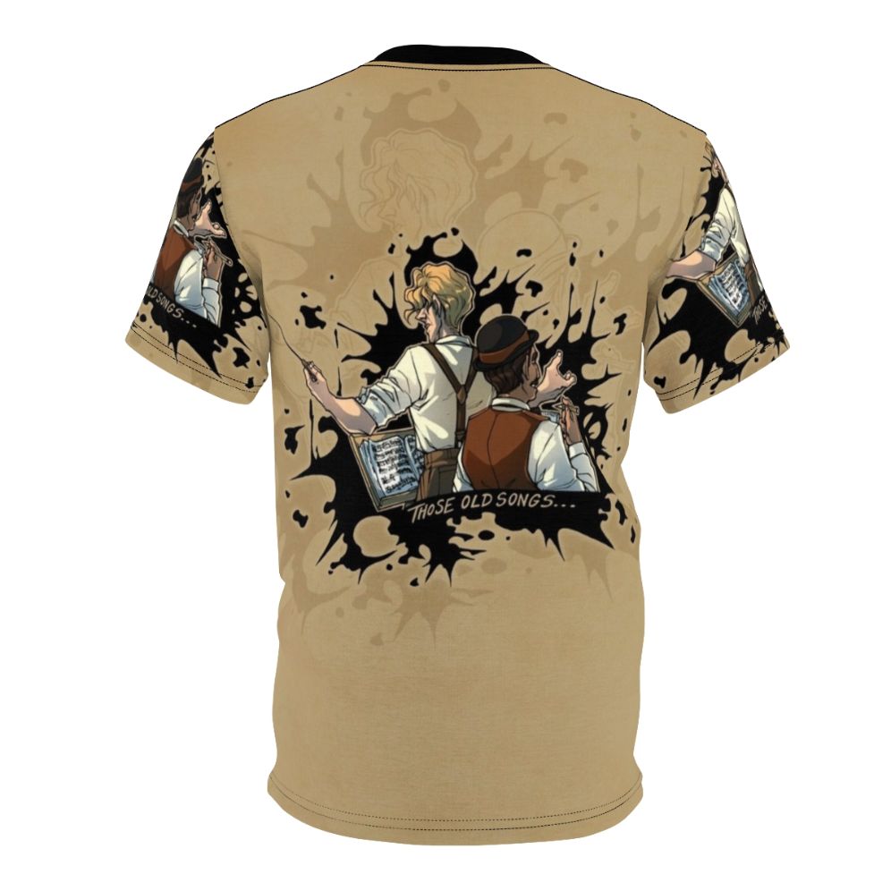 Abstract ink splatter design on a vintage style t-shirt for music lovers - Back