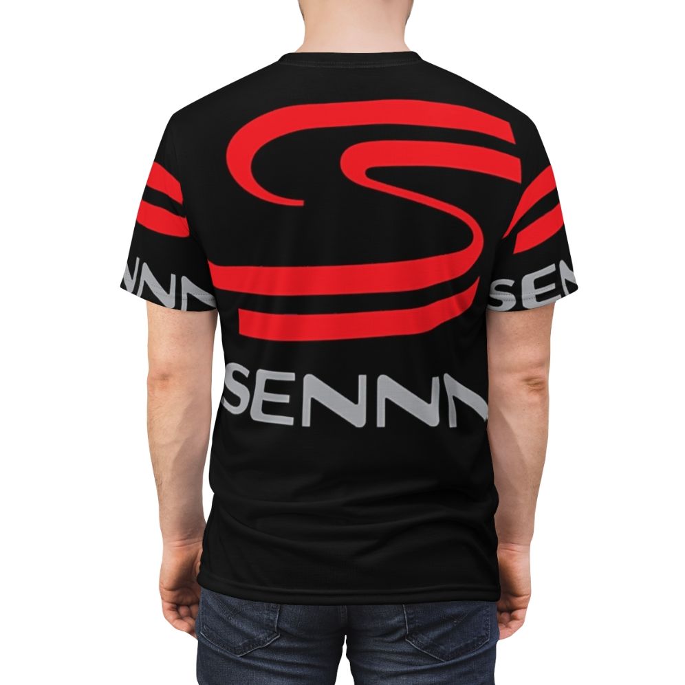 Ayrton Senna racing inspired t-shirt featuring the iconic Senna logo - men back