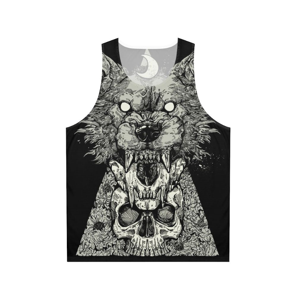 Gothic style unisex graphic tank top with shape shift design