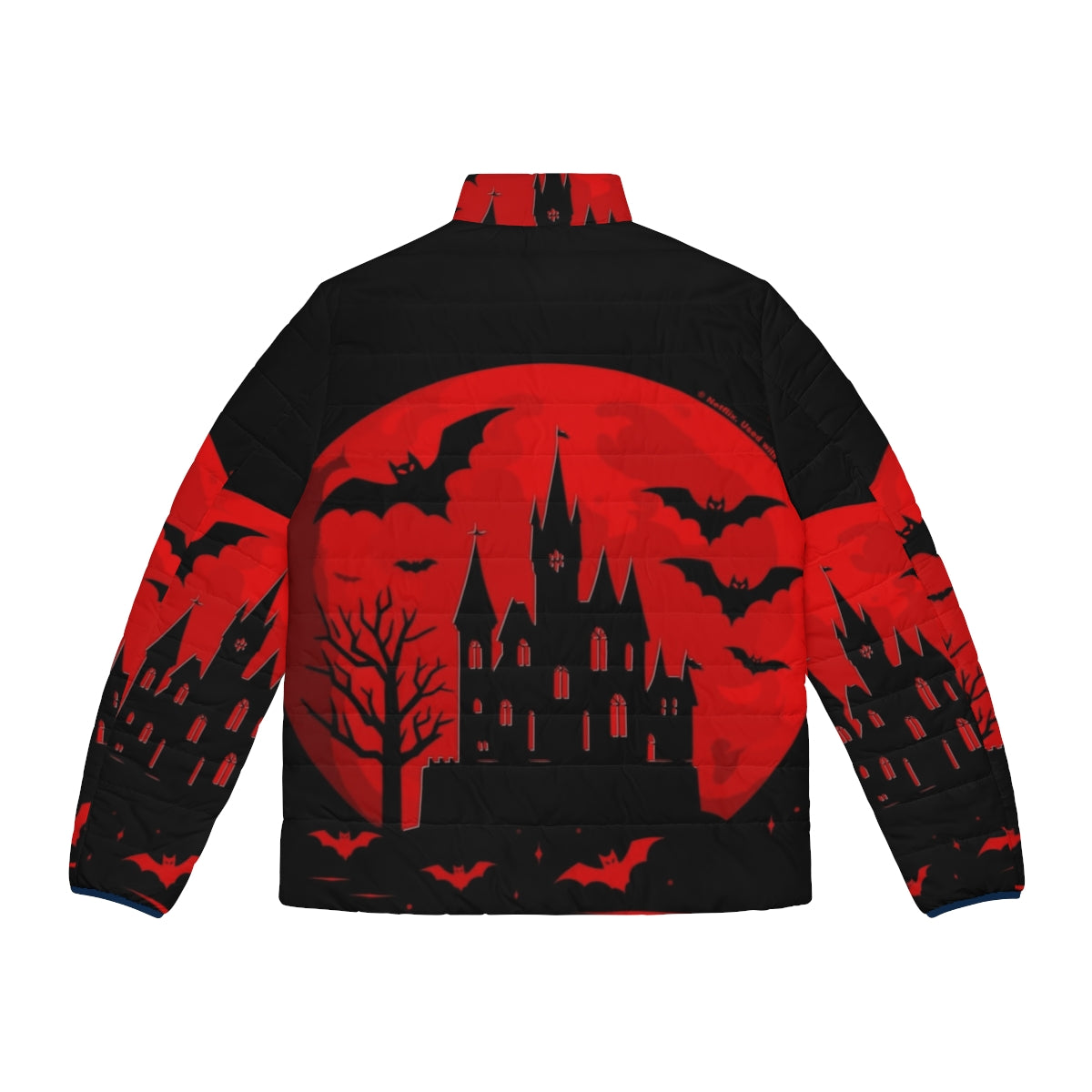 Minimalist Castlevania Inspired Puffer Jacket in Red - Back