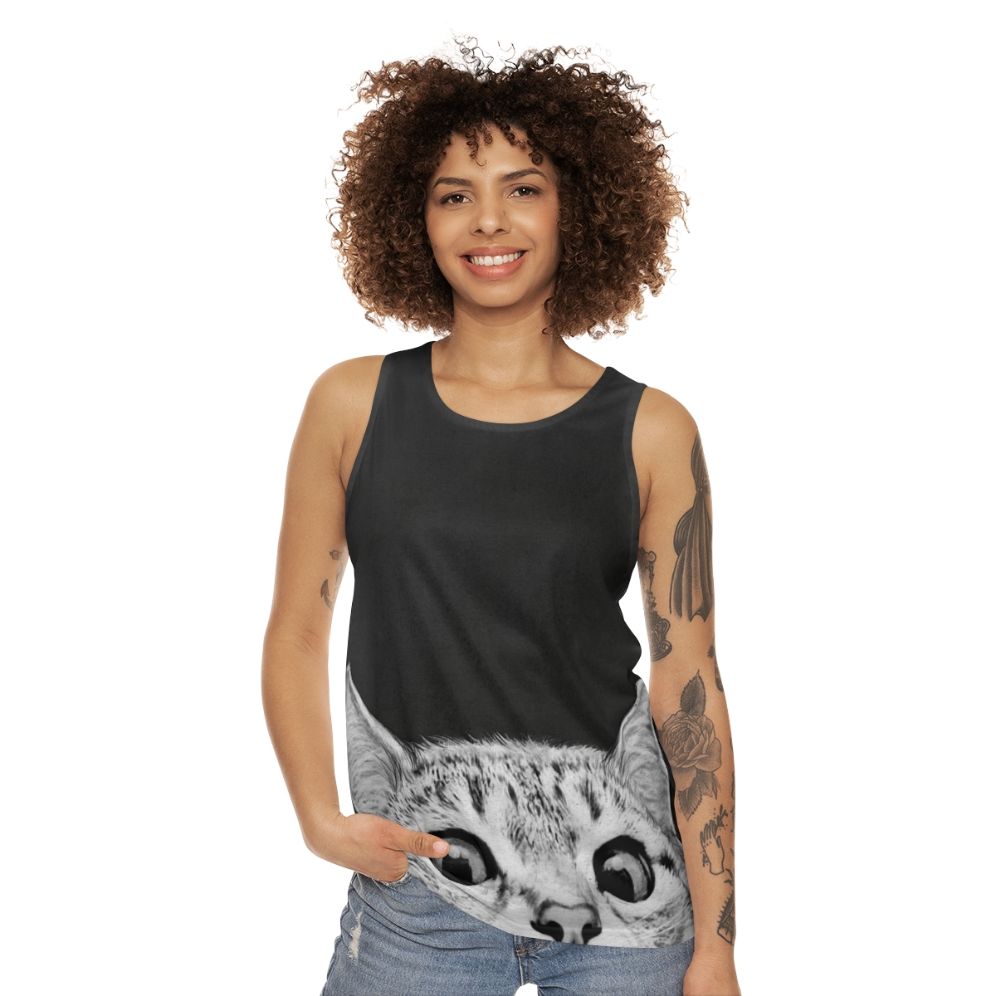 Unisex 'You Asleep Yet?' cat-themed tank top - women