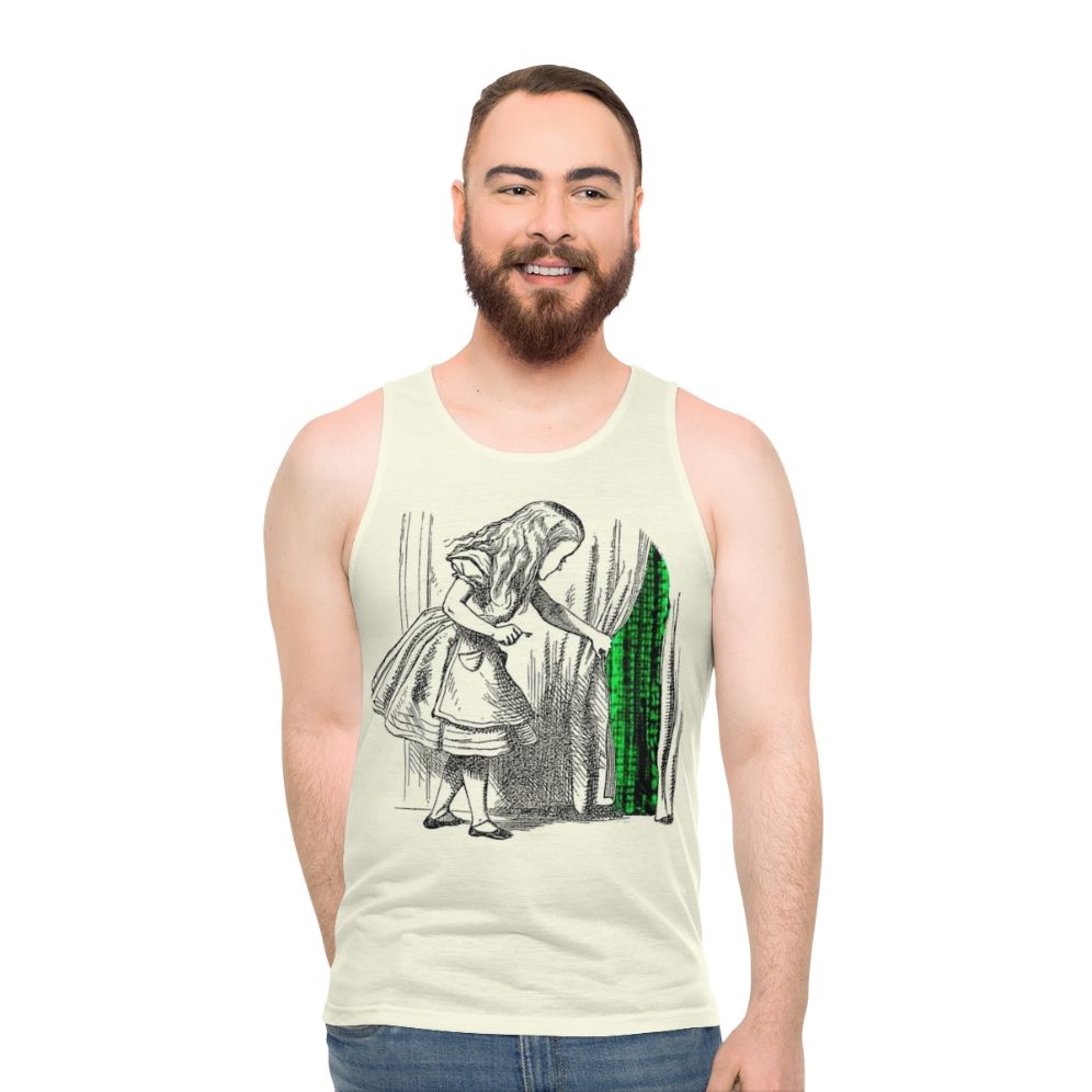 Follow the White Rabbit Matrix-Inspired Unisex Tank Top - men