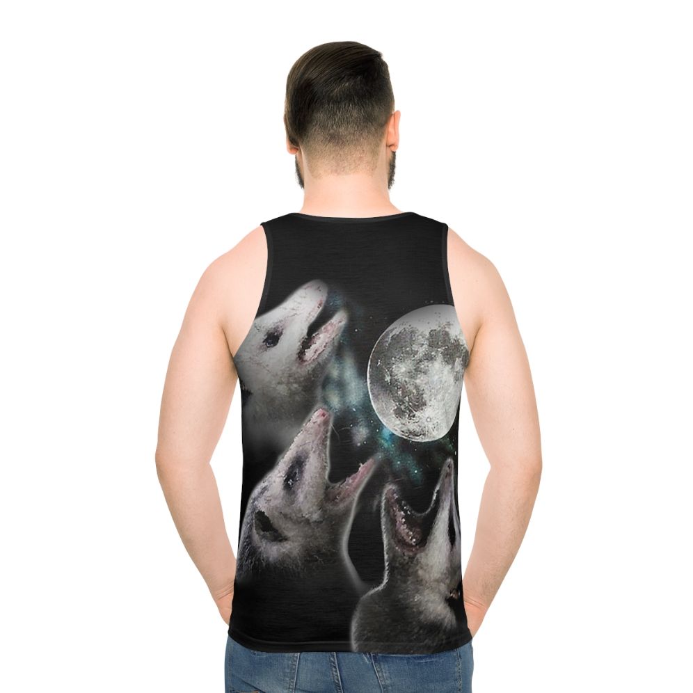 Possum Moon Unisex Howling Funny Tank Top - men back