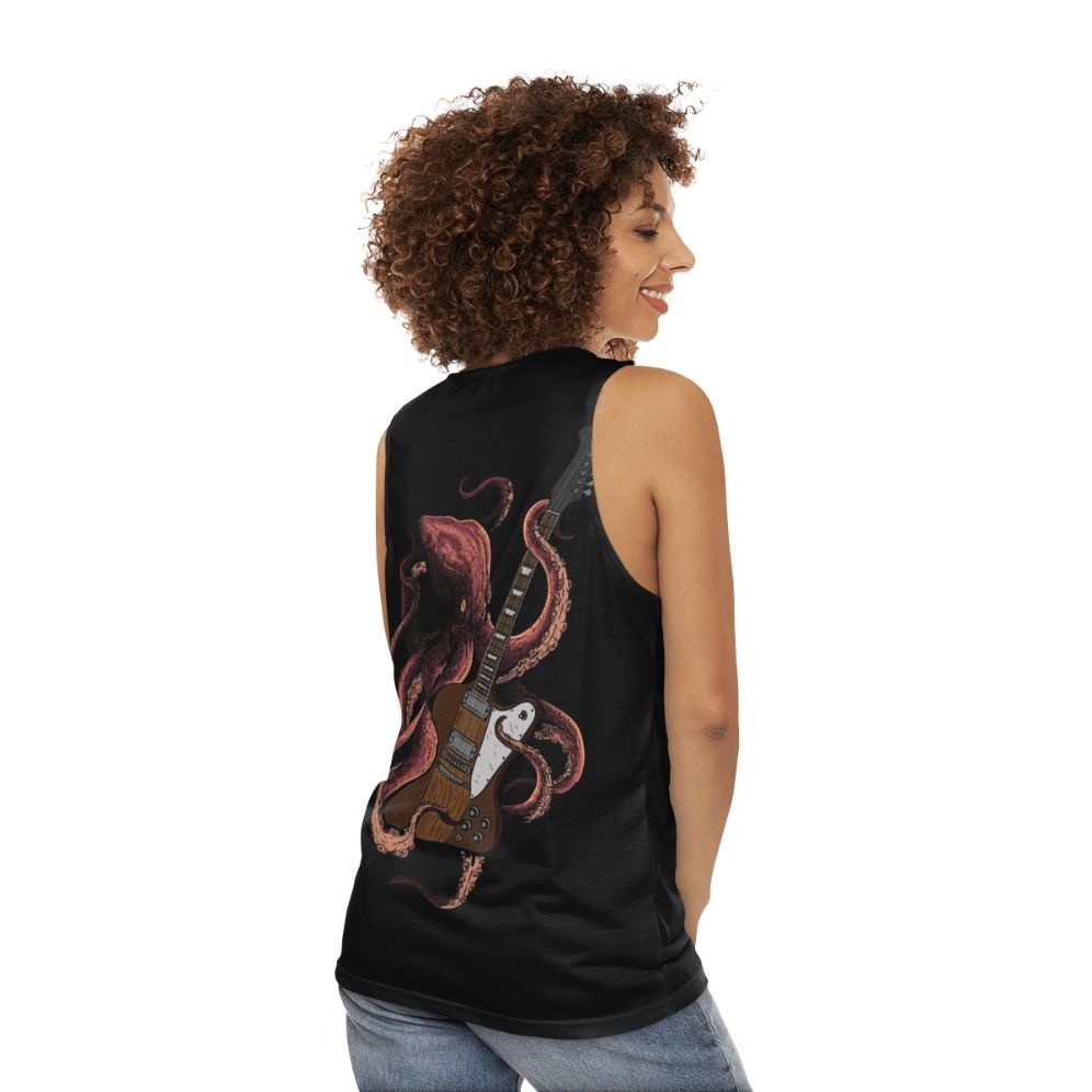 Octopus playing electric guitar, musician tank top - women back