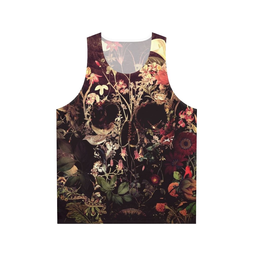 Floral skull unisex tank top