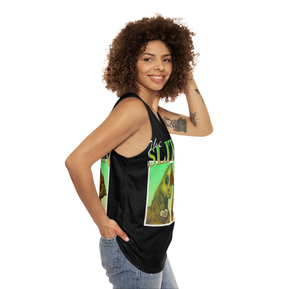 Slitheen Unisex Tank Top - women side