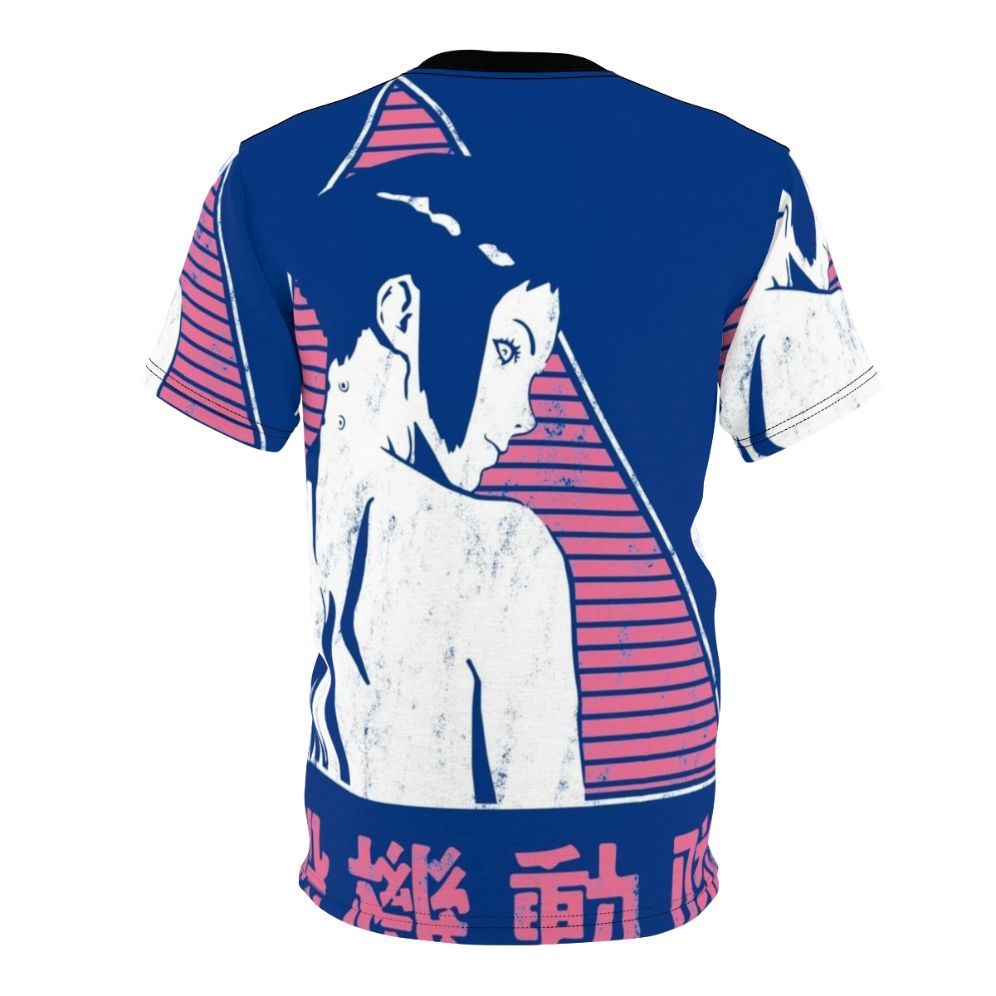 Retro-style anime t-shirt featuring a pink and white Ghost in the Shell-inspired design - Back