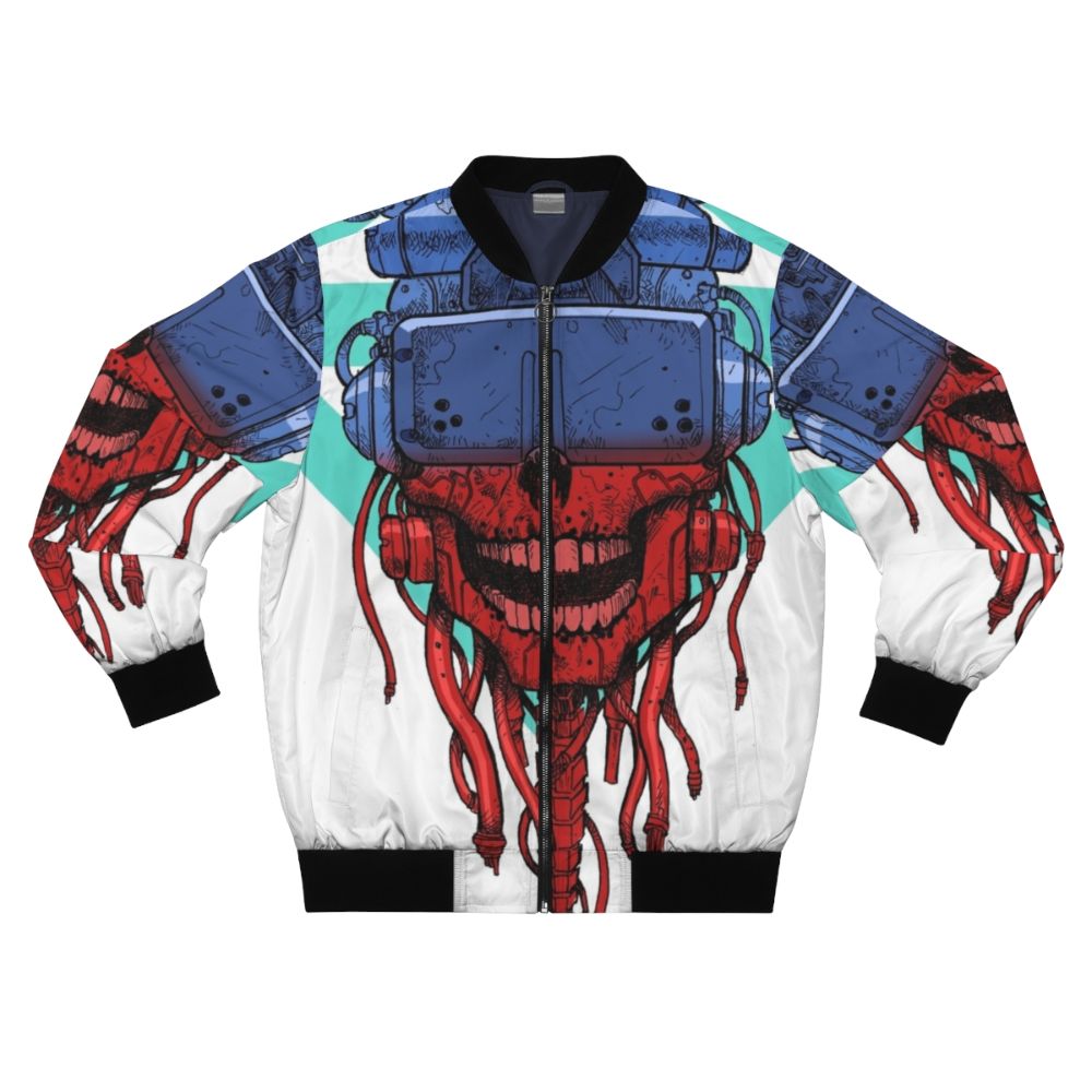 Cyberpunk-inspired skull bomber jacket