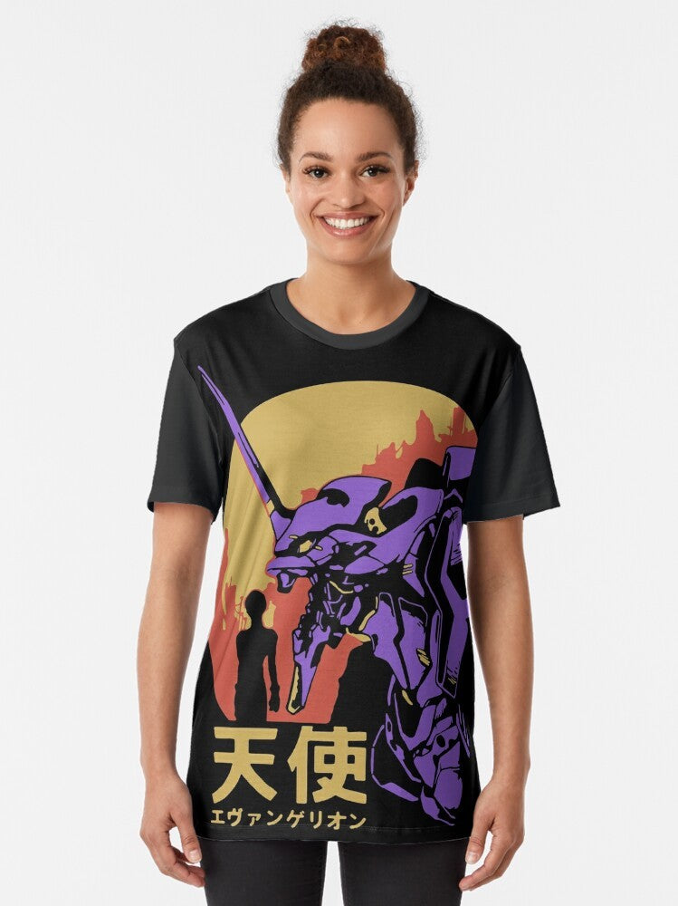 Neon Genesis Evangelion Retro Vintage Graphic T-Shirt for Anime Fans - Women