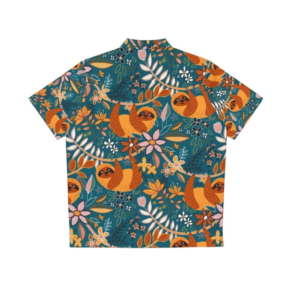 Boho sloth floral pattern Hawaiian shirt - Back